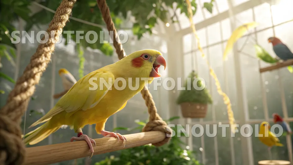 Bright Portrait of the Lutino Budgerigar