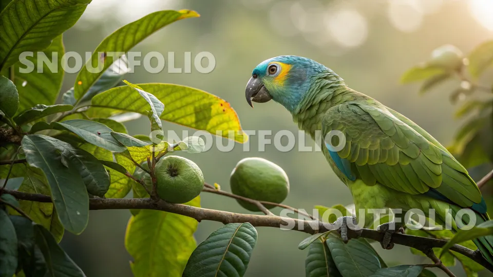 Mighty Pose of the Blue-Fronted Amazon