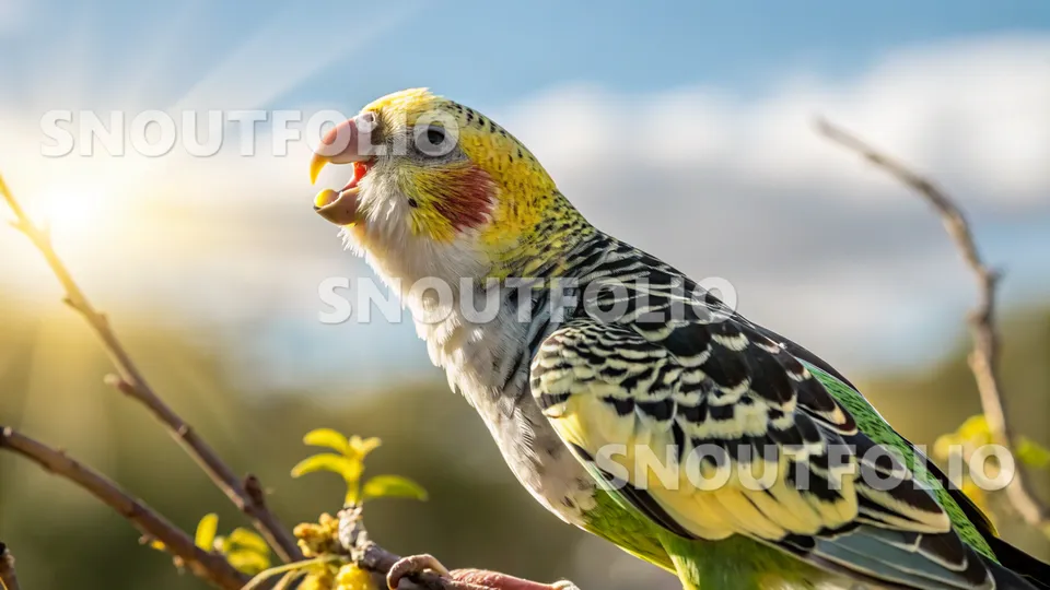 Bold Stride of the Dominant Pied Budgerigar