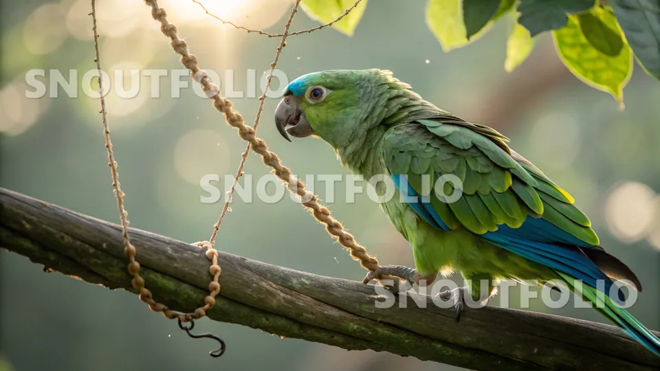Silent Glimpse of the Blue-winged Amazon