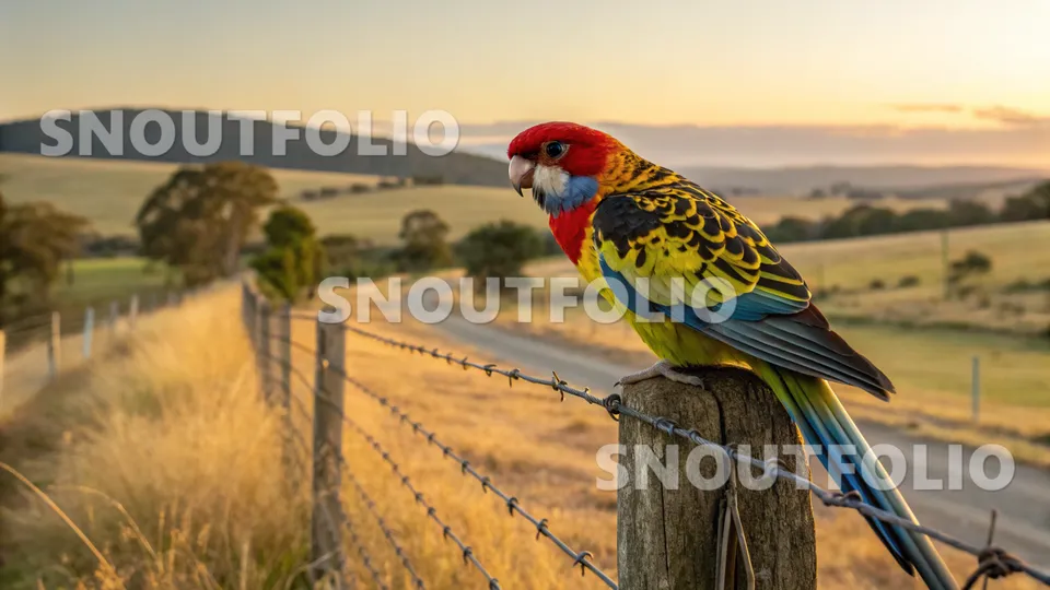 Golden Aura of the Eastern Rosella (Crimson-rumped)