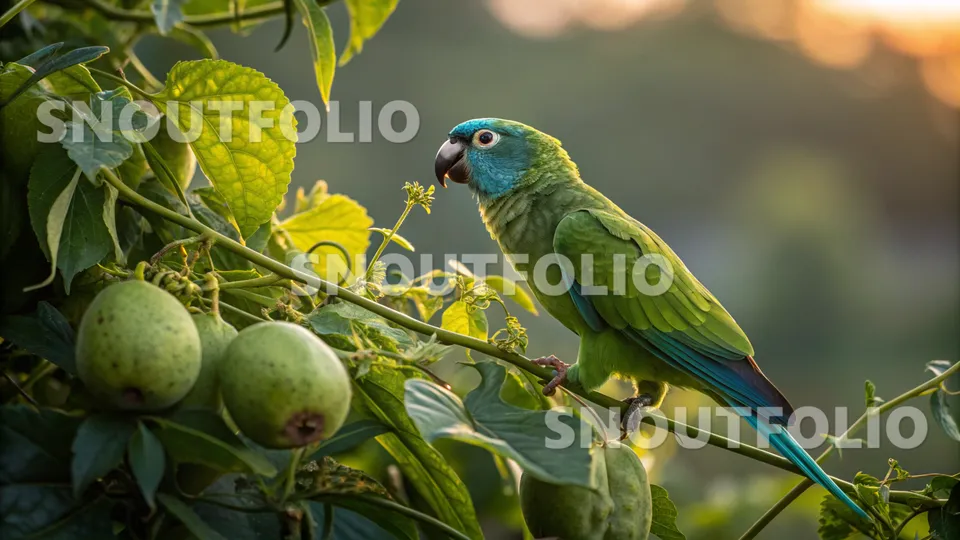 Majestic Companion of the Blue-Crowned Parakeet