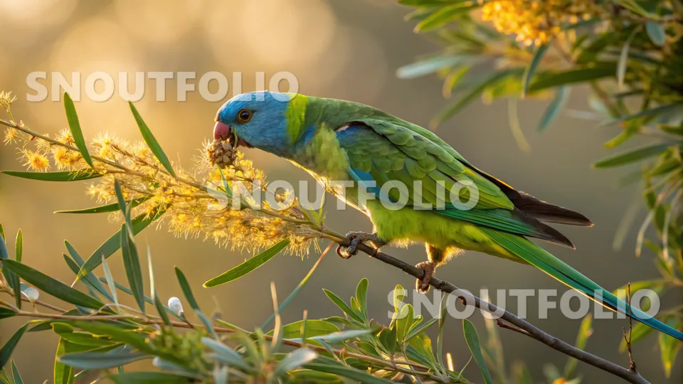 Golden Flare of the Blue-Collared Parrot