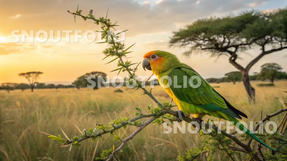 Gentle Silhouette of the Yellow-Collared Lovebird