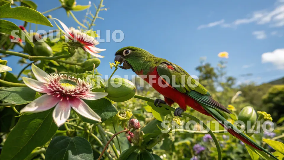 Serene Companion of the Crimson-Bellied Conure