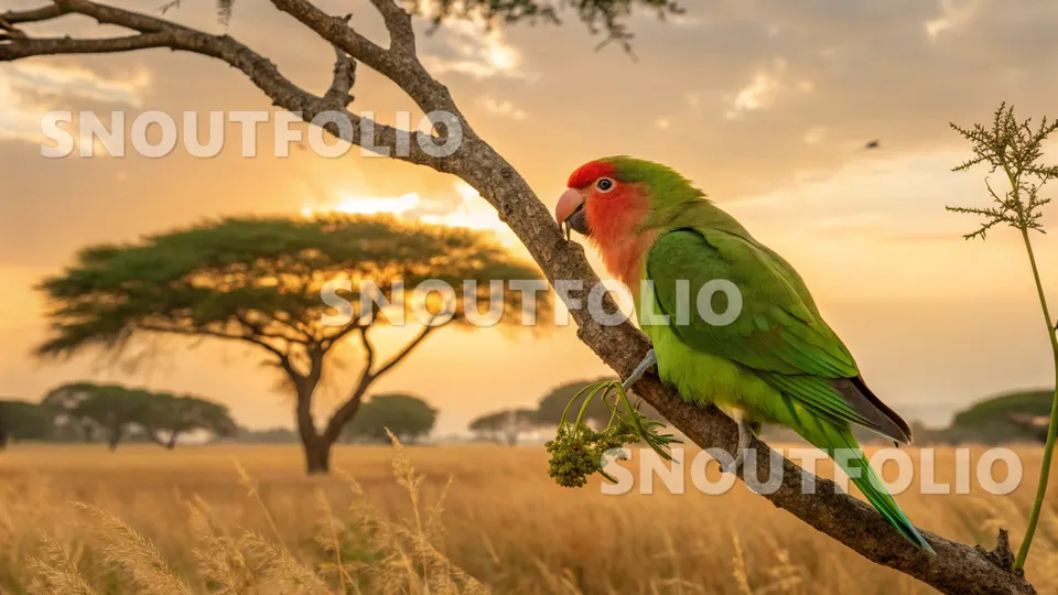 Golden Silhouette of the Red-Faced Lovebird