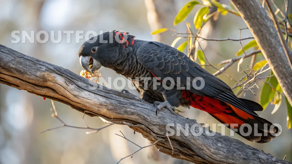 Calm Flare of the Red-Tailed Black Cockatoo