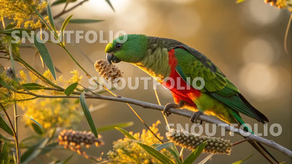 Noble Portrait of the Red-Collared Parrot