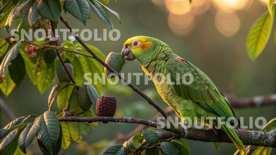 Silent Stride of the Saffron-Crowned Amazon