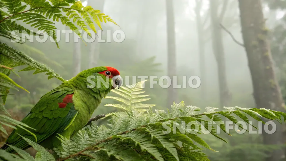Golden Stride of the Red-Crowned Parakeet