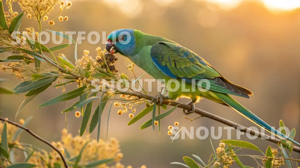 Serene Wanderer of the Blue-Faced Parakeet