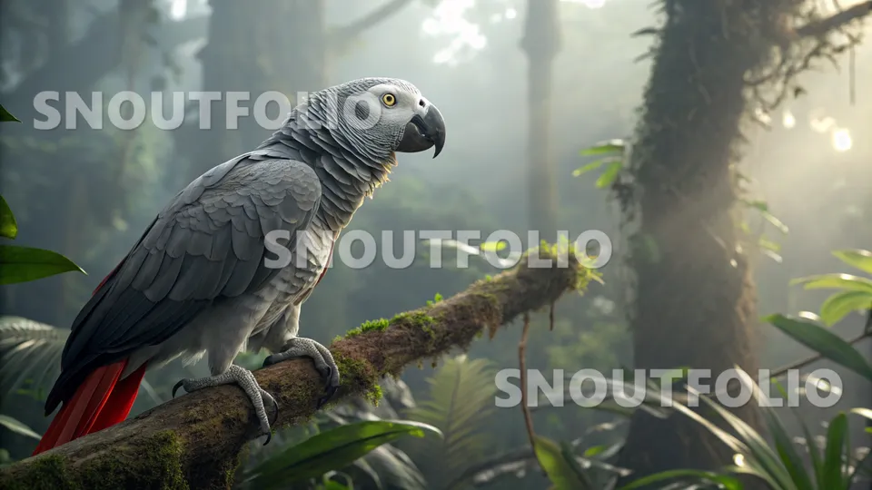 Radiant Whimsy of the African Grey