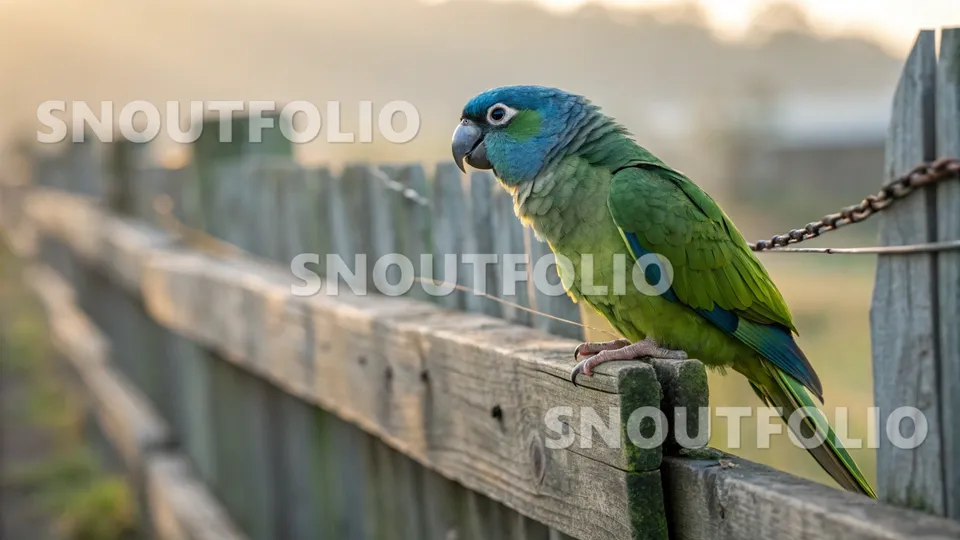 Playful Pose of the Blue-crowned Conure