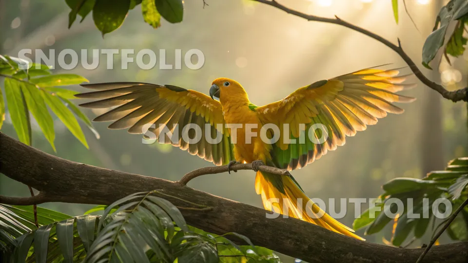 Lively Stride of the Golden Conure