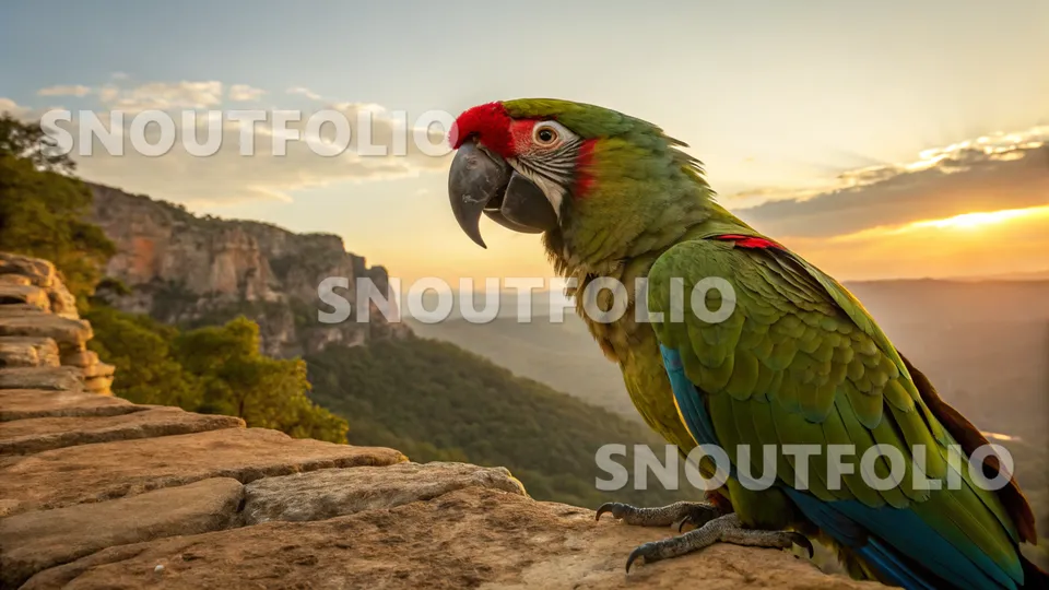 Serene Portrait of the Military Macaw