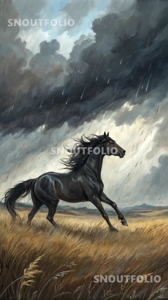 Wild Pose of the Friesian Horse