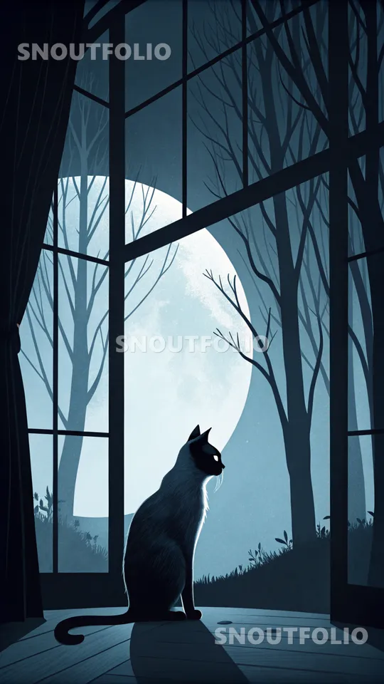 Playful Silhouette of the Siamese Cat