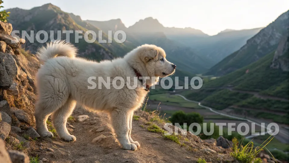 Cheerful Gaze of the Caucasian Shepherd Dog