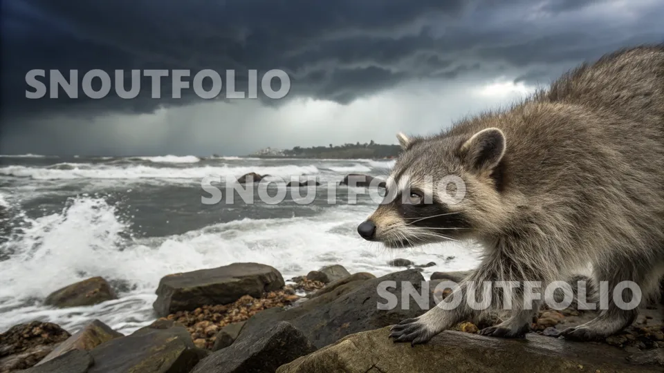 Vivid Sight of the Common Raccoon (Procyon lotor)