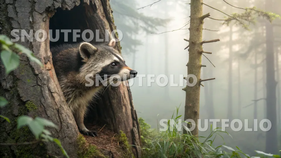 Lively Essence of the Common Raccoon (Procyon lotor)