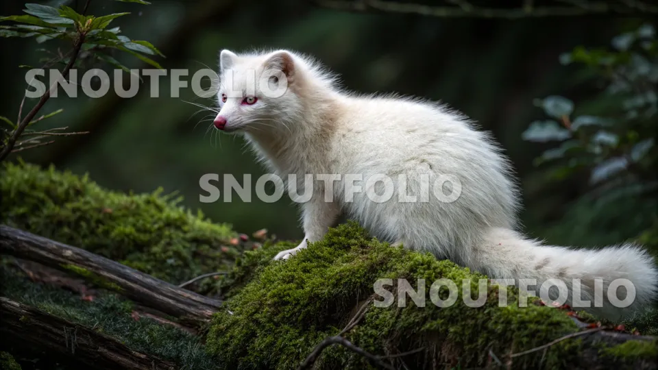 Vivid Gaze of the Albino Raccoon
