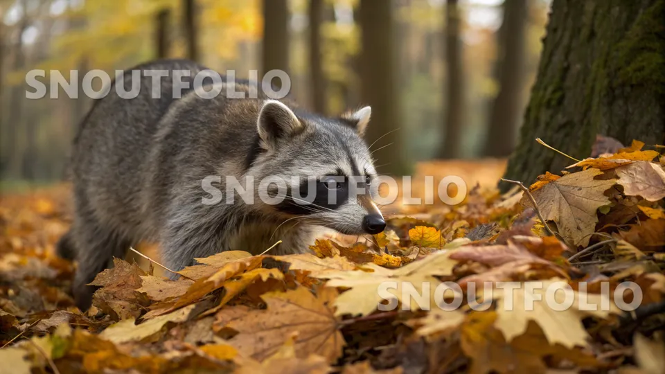 Elegant Stride of the Common Raccoon (Procyon lotor)