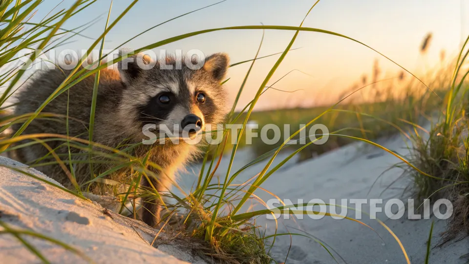 Elegant Pose of the Common Raccoon (Procyon lotor)