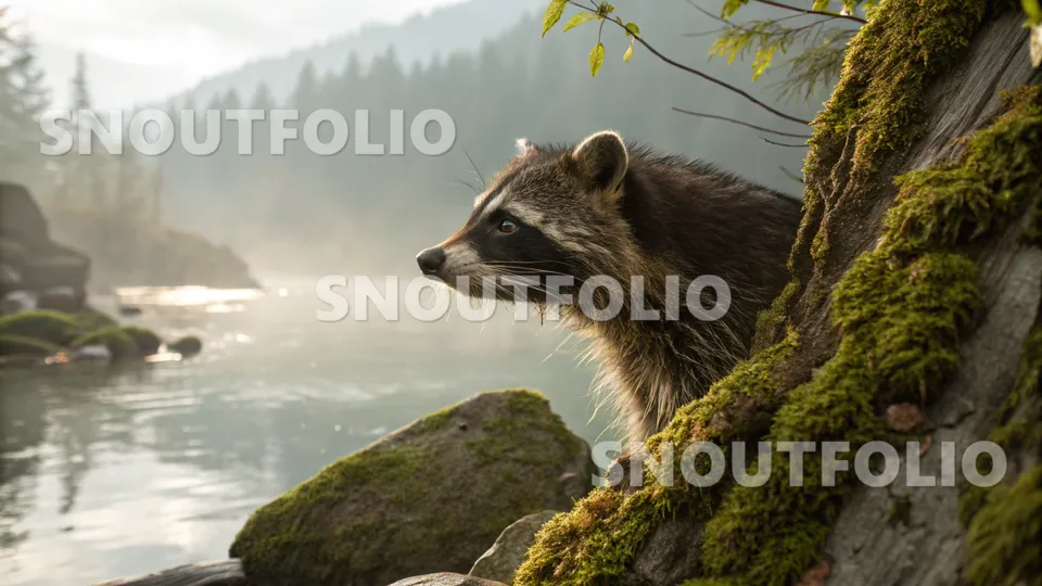 Gentle Sight of the Common Raccoon (Procyon lotor)