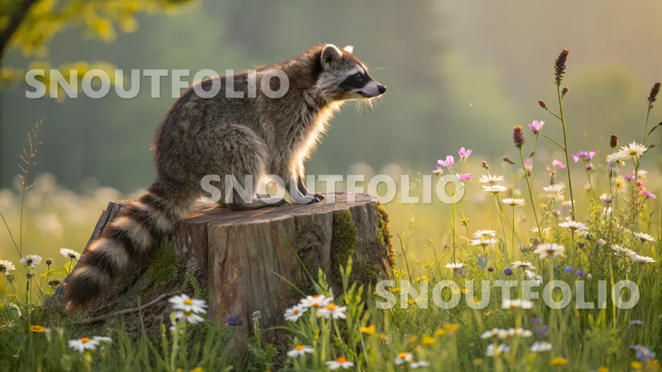 Faithful Sight of the Common Raccoon (Procyon lotor)