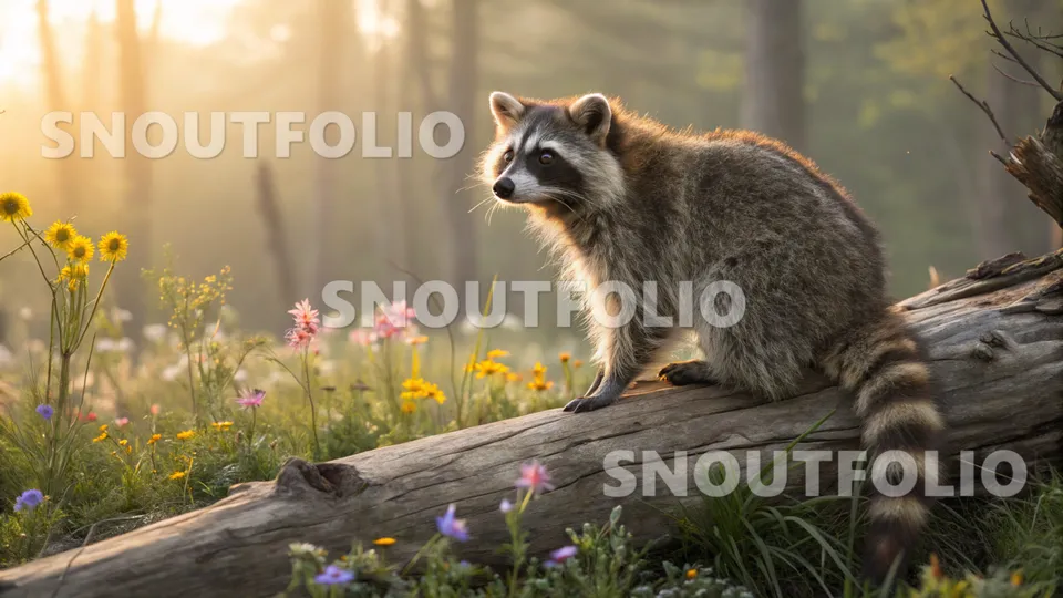 Radiant Silhouette of the Common Raccoon (Procyon lotor)