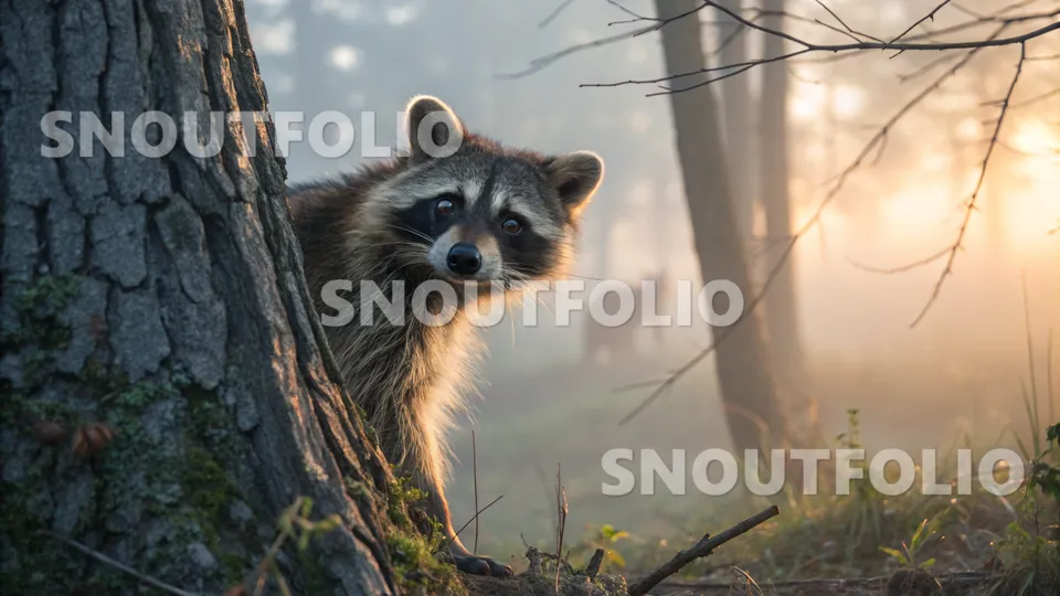 Vivid Silhouette of the Common Raccoon (Procyon lotor)