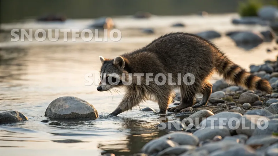 Vivid Pose of the Common Raccoon (Procyon lotor)