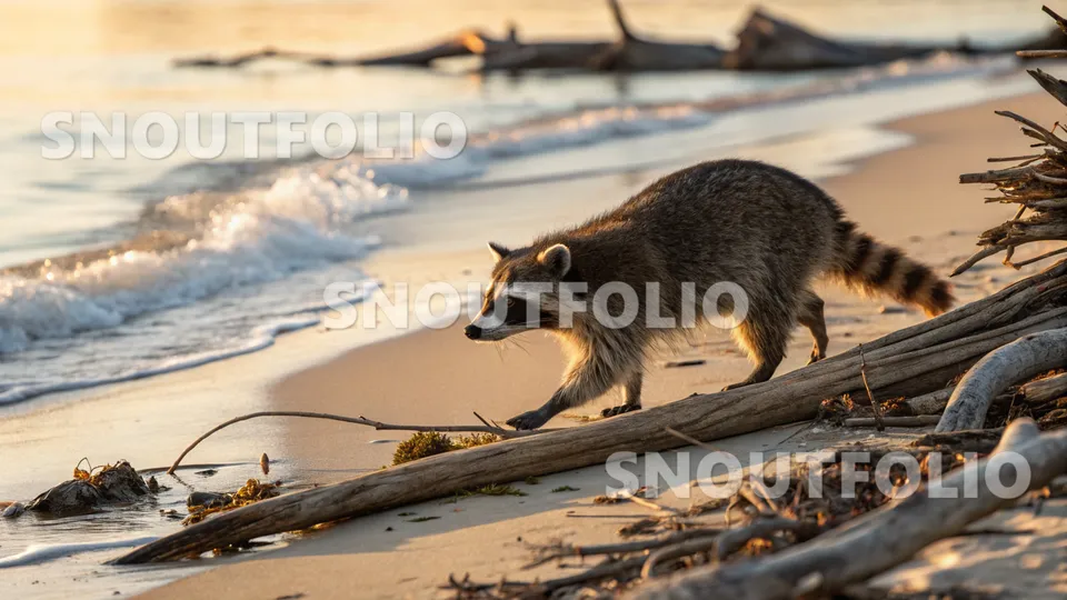 Silent Pose of the Common Raccoon (Procyon lotor)
