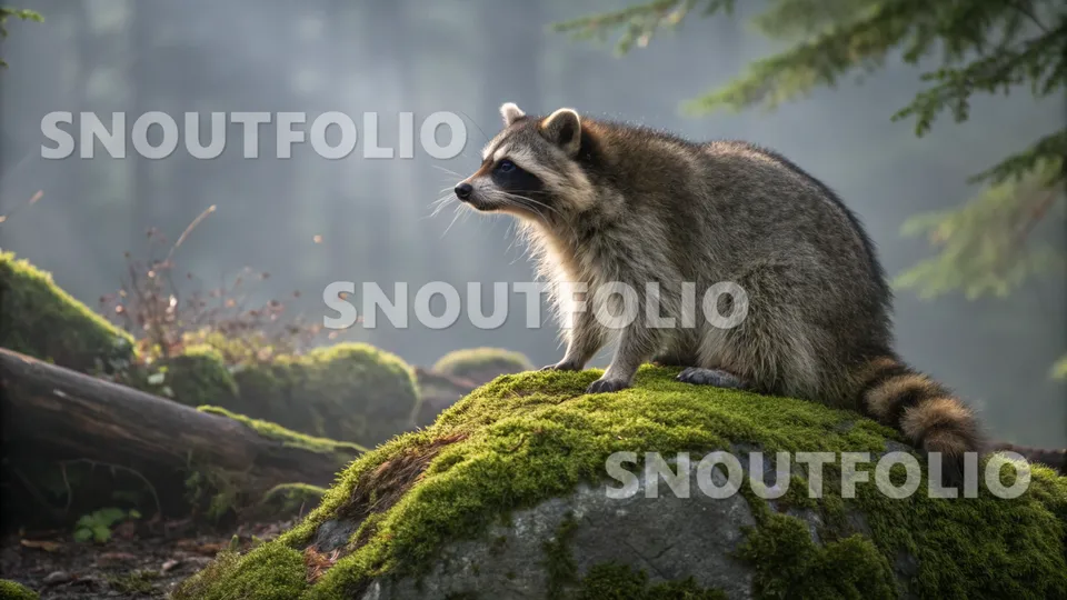 Wild Gaze of the Common Raccoon (Procyon lotor)
