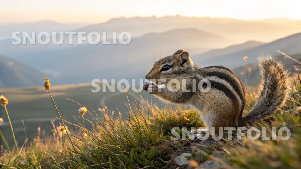 Majestic Silhouette of the Eurasian Striped Squirrel