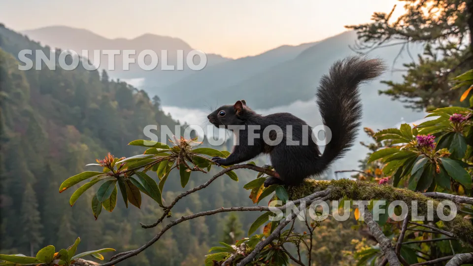 Gentle Gaze of the Himalayan Black Squirrel