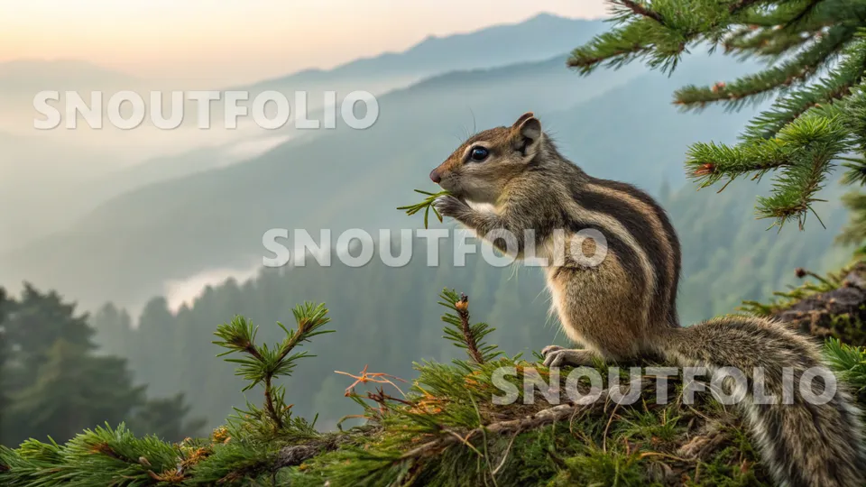 Golden Sight of the Himalayan Striped Squirrel