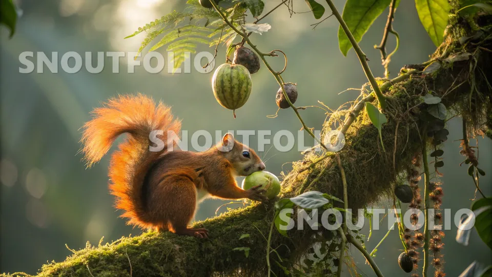 Golden Whimsy of the Sumatran Red-bellied Squirrel