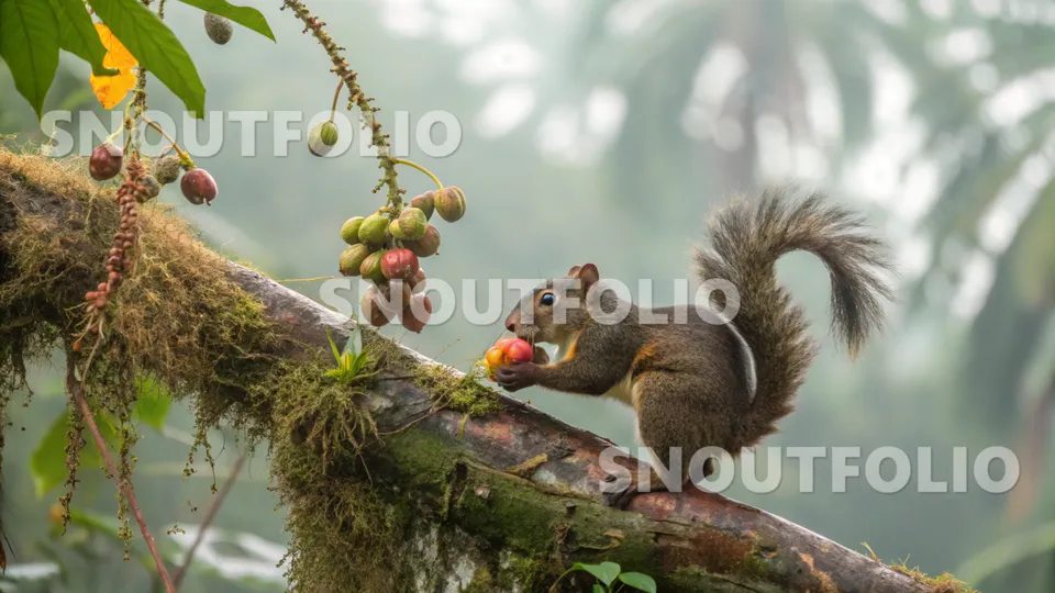 Quiet Essence of the Amazonian Bushy-tailed Squirrel
