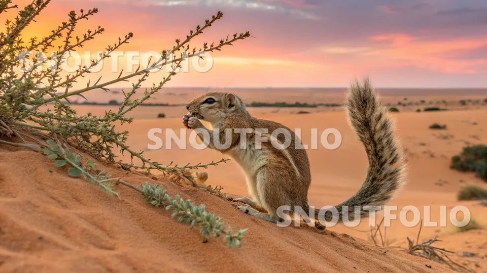 Playful Sight of the Kalahari Long-tailed Squirrel