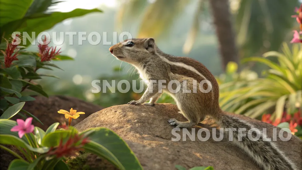 Serene Portrait of the Indian Palm Squirrel